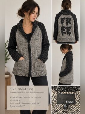 Wilfred Free Aritzia Rewind Zip Up Cardigan Sweater Wool Alpaca Gray Black S